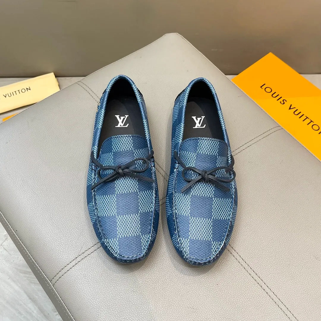 Factory price: 460💰LV men's beanie shoes 2025 official website synchronization <market top version> cowhide grid ➕ black cowhide original packaging. Size 38-45